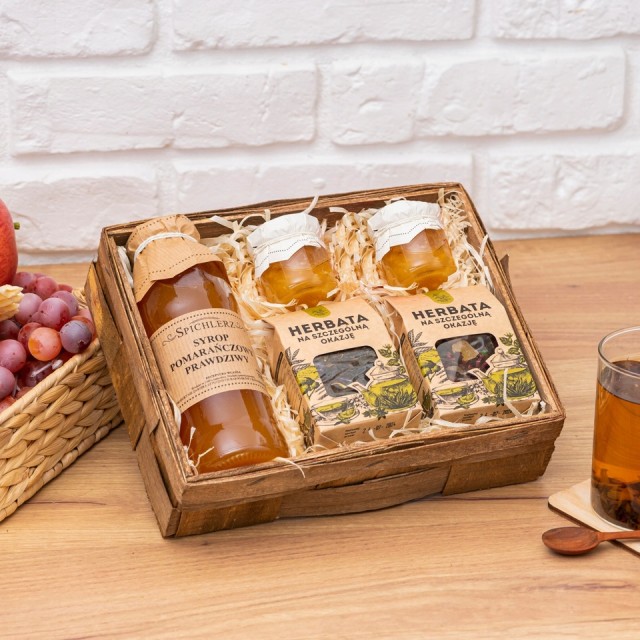 BOX Prezentowy Naturalny SYROP POMARAŃCZOWY herbata KONFITURA pomarańczowa