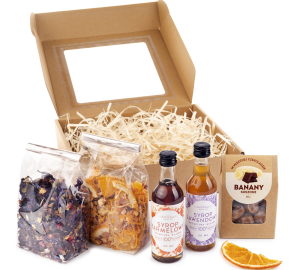 ZESTAW herbat z syropami i bananem w czekoladzie PIĘKNE OPAKOWANIE