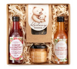 MINI-BOX dla mamy prezent na DZIEŃ MATKI zestaw prezentowy SYROPY miód
