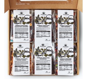 Zestaw herbat OWOCOWYCH z hibiskusem na prezent z okienkiem MANGO-TANGO