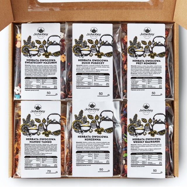 Zestaw herbat OWOCOWYCH z hibiskusem na prezent z okienkiem MANGO-TANGO