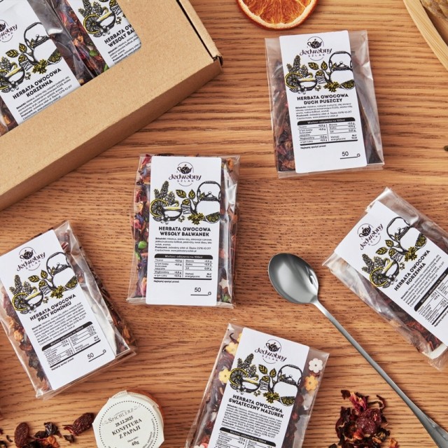 Zestaw herbat OWOCOWYCH z hibiskusem na prezent z okienkiem MANGO-TANGO