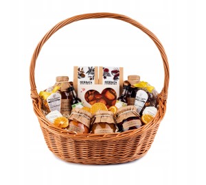 MEGA kosz prezentowy zestaw podziękowanie wiklinowy duży UPOMINEK 