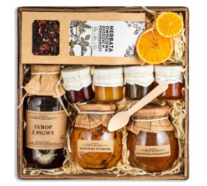 Zestaw UPOMINKOWY na prezent HERBATA urodziny imieniny dla mamy babci kosz