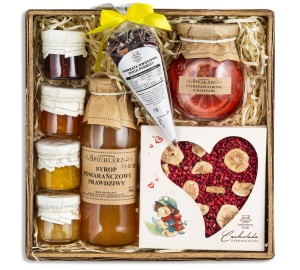 KOSZ PREZENTOWY dla mamy babci zestaw pyszności herbata SYROP czekolada