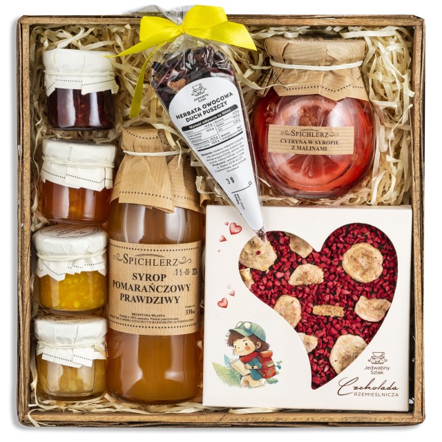 KOSZ PREZENTOWY dla mamy babci zestaw pyszności herbata SYROP czekolada