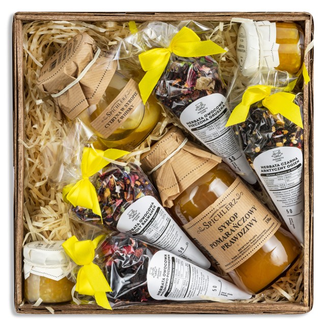 BOX prezentowy zestaw HERBAT KOSZ dla babci dziadka PREZENT na urodziny