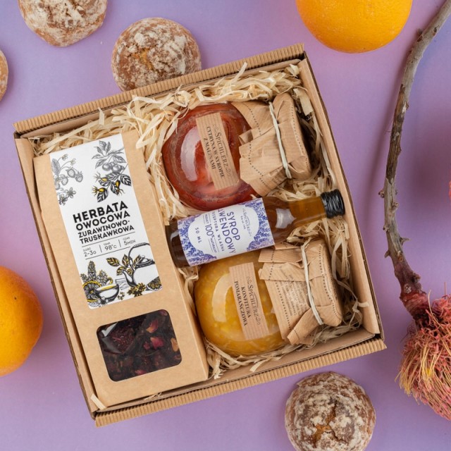 Zestaw PREZENTOWY box herbata konfitura UPOMINEK