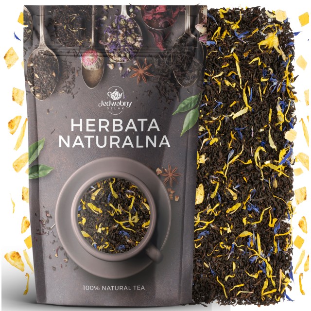 Herbata czarna liściasta African queen cejlonska nagietek bławatek 80g