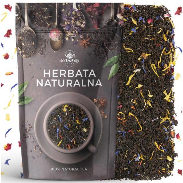 Herbata czarna Earl Grey Rainbow nagietek bławatek szafran Cejlon 80g