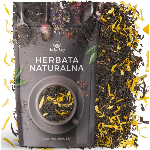 Herbata czarna EARL GREY Słoneczny pomarańcza bławatek 100g Jedwabny szlak