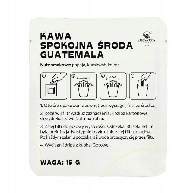Drip Bag Kawa Guatemala środa w podróż mielona kawa w saszetkach 15g