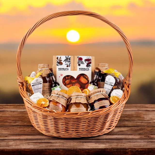 MEGA kosz prezentowy zestaw podziękowanie wiklinowy duży UPOMINEK 