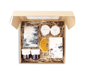 UPOMINEK zestaw HERBAT owocowa czarna konfitury prezent piękne opakowanie