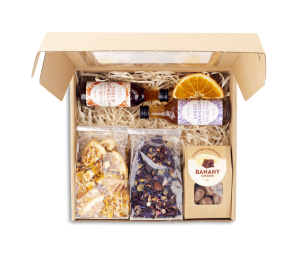 BOX herbata słodycze prezent na Wielkanoc ZESTAW bakalie herbata