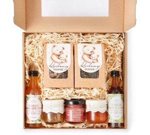 Upominek NA DZIEŃ MAMY box konfitury miody HERBATA prezent dla mamy SYROPY