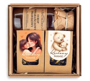 Prezent DLA MAMY zestaw z herbatą SYROP pomarańczowy MINI-UPOMINEK box