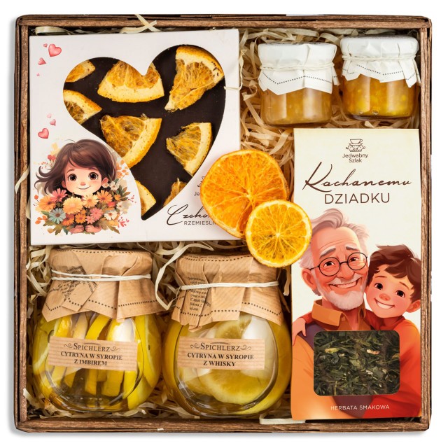 Elegancki PREZENT dla DZIADKA kosz zestaw prezentowy na urodziny imieniny