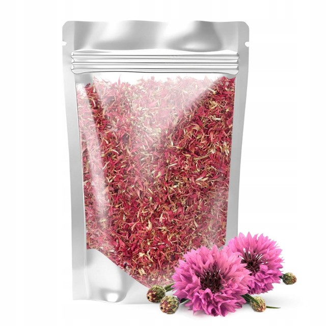 BŁAWATEK RÓŻOWY SUSZONE PŁATKI CHABER jadalne kwiaty 100g kwiat bławatka