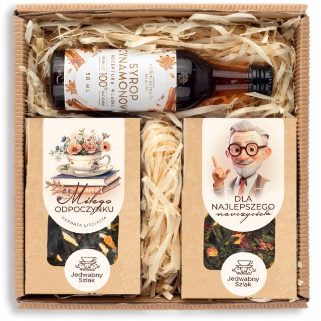 PREZENT dla NAUCZYCIELA zestaw herbat podziękowanie kosz prezentowy BOX