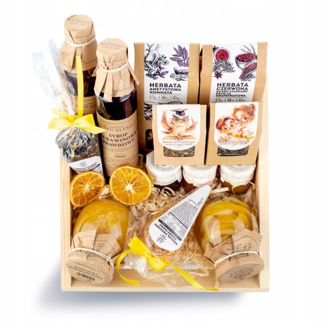 Zestaw kosz prezentowy DLA NAUCZYCIELA syrop SOWA upominek na prezent