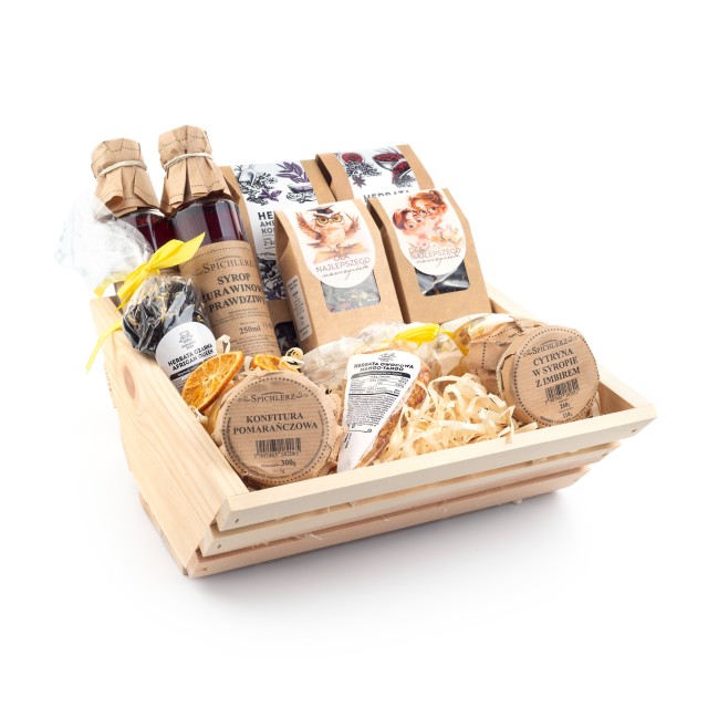 Zestaw kosz prezentowy DLA NAUCZYCIELA syrop SOWA upominek na prezent