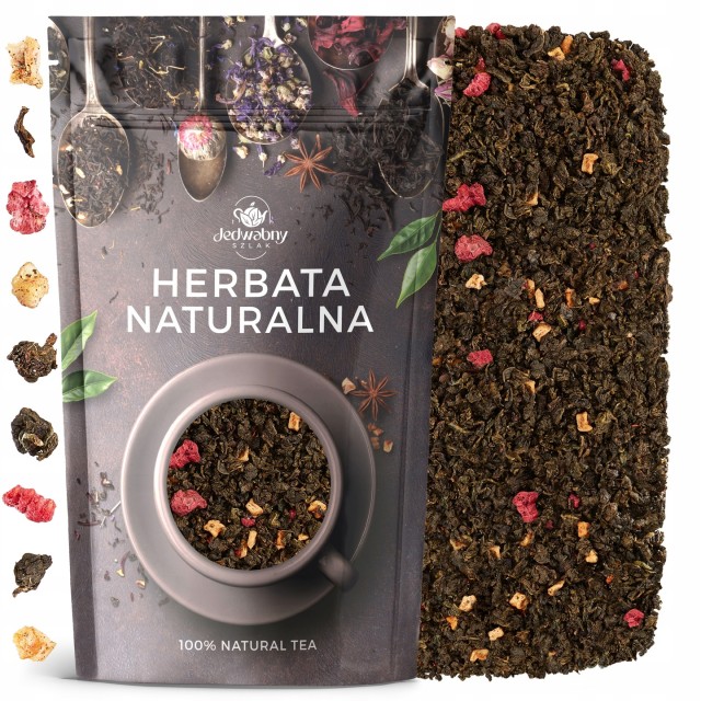Herbata Oolong liściasta maliny liofilizowane 100g premium herbatka