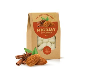 Migdały w białej czekoladzie z cynamonem 80 g