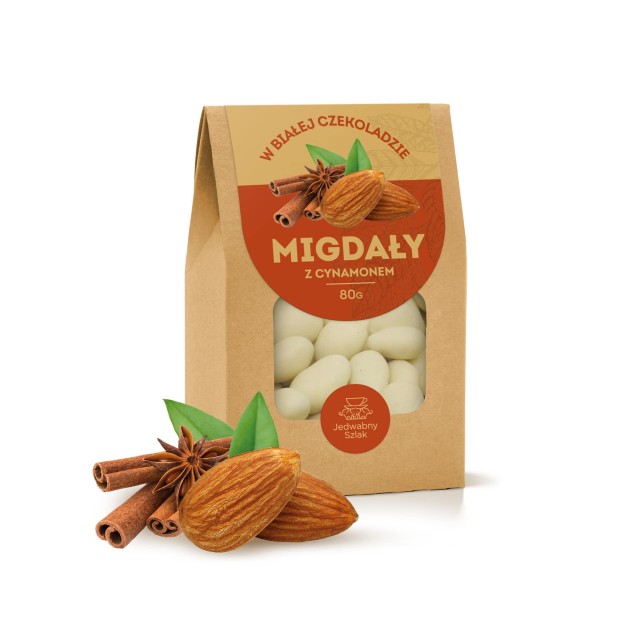 Migdały w białej czekoladzie z cynamonem 80 g