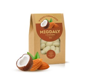 Migdały w białej czekoladzie z kokosem 80 g