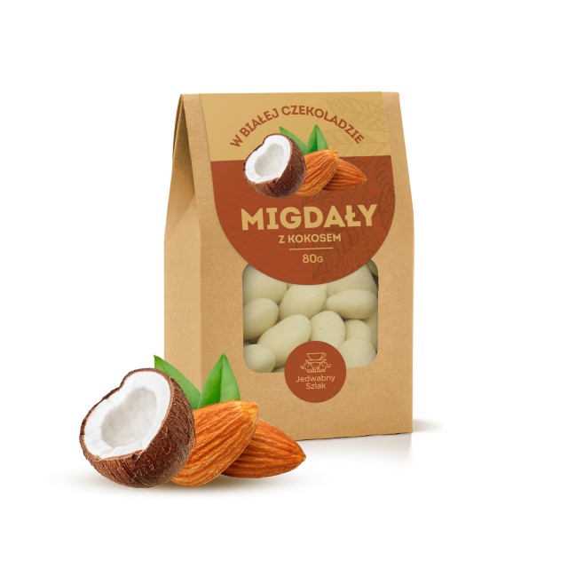 Migdały w białej czekoladzie z kokosem 80 g