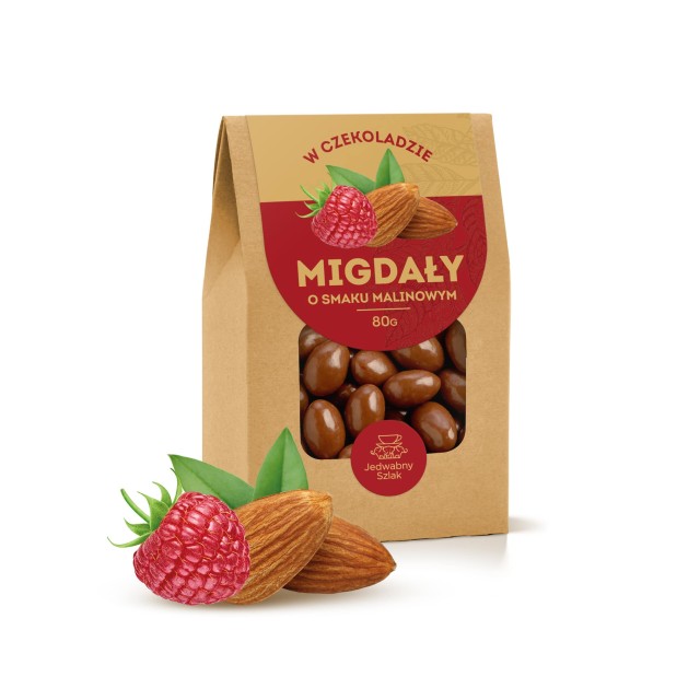 Migdały w czekoladzie o smaku malinowym 80 g
