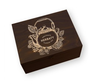 Zestaw herbat kwitnących w skrzynce 18 szt herbaciarka z grawerem