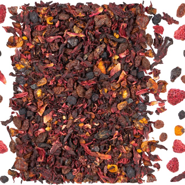 Herbata owocowa Duch Puszczy 100g naturalna hibiskus rodzynki MALINA lio