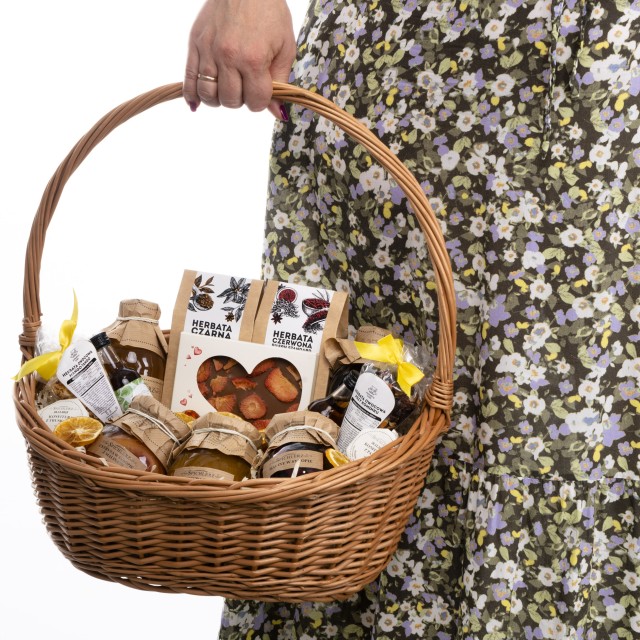 MEGA kosz prezentowy zestaw podziękowanie wiklinowy duży UPOMINEK 