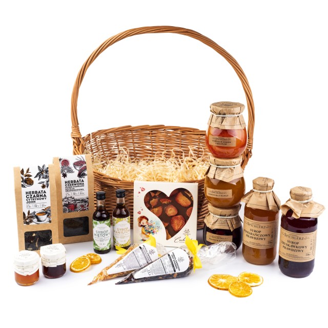 MEGA kosz prezentowy zestaw podziękowanie wiklinowy duży UPOMINEK 