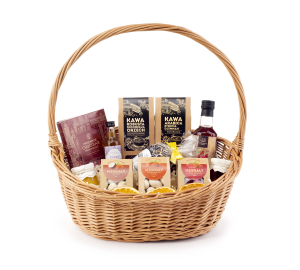 ZESTAW prezentowy KOSZ wiklinowy na URODZINY rocznicę dla mamy kobiety