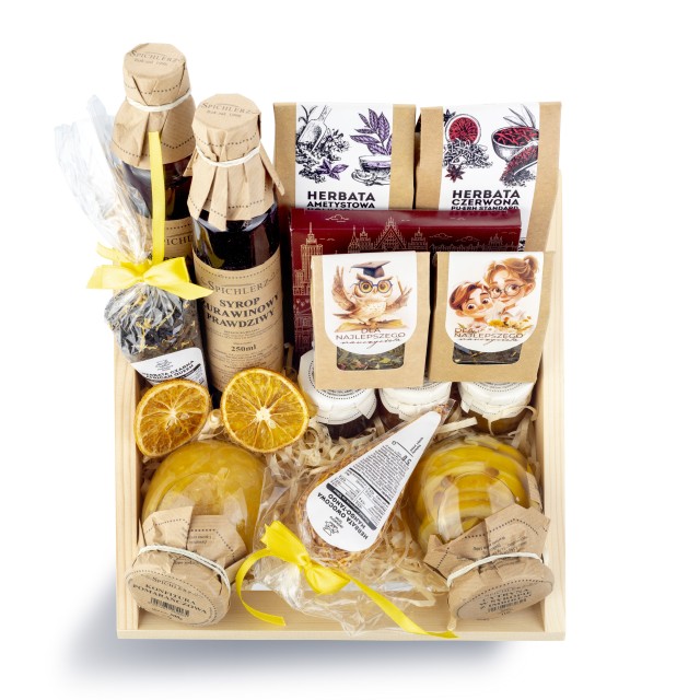 Duży kosz prezentowy DLA NAUCZYCIELA mega praktyczny zestaw wiele składników 