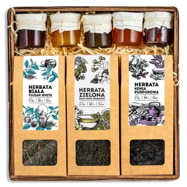 ZESTAW HERBAT kosz prezentowy na urodziny imieniny dla mamy babci dziadka