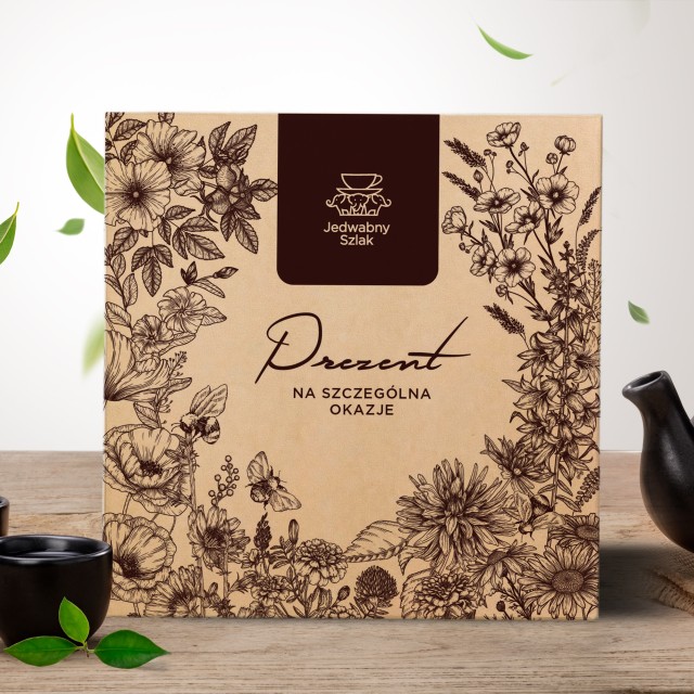 Kosz prezentowy ZESTAW z nadrukiem HERBATA SYROP ekskluzywny prezent