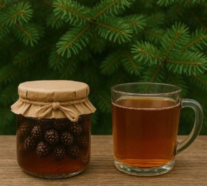 Syrop z pędów sosny 200 ml ekologiczny 100% naturalny na kaszel DO HERBATY