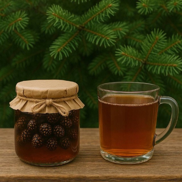 Syrop z pędów sosny 200 ml ekologiczny 100% naturalny na kaszel DO HERBATY